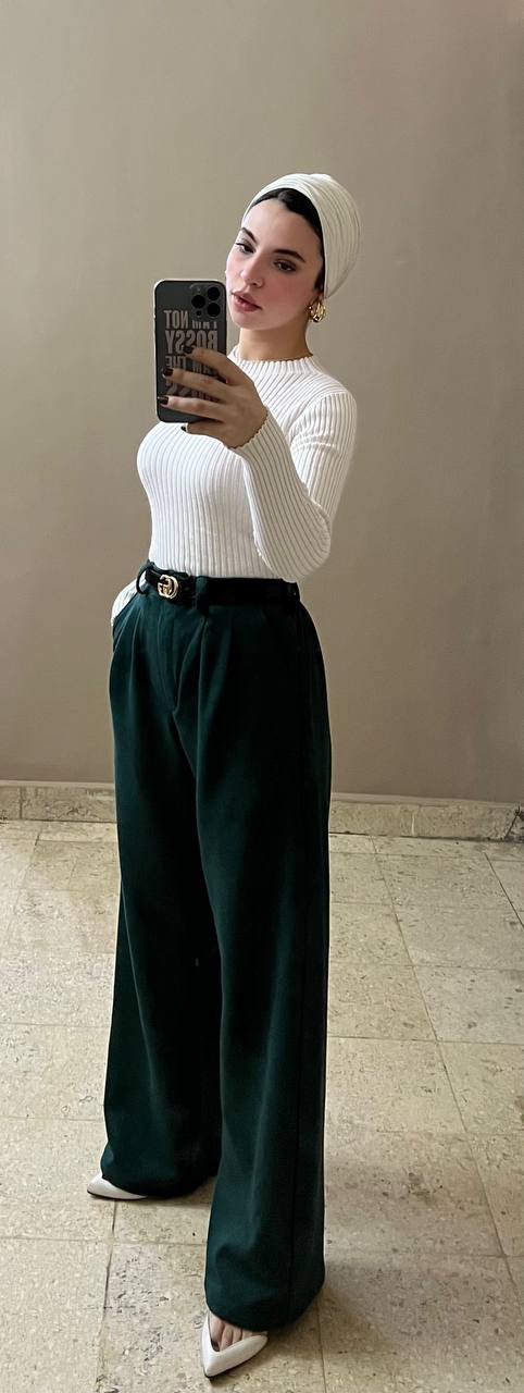 suede pants in dark green