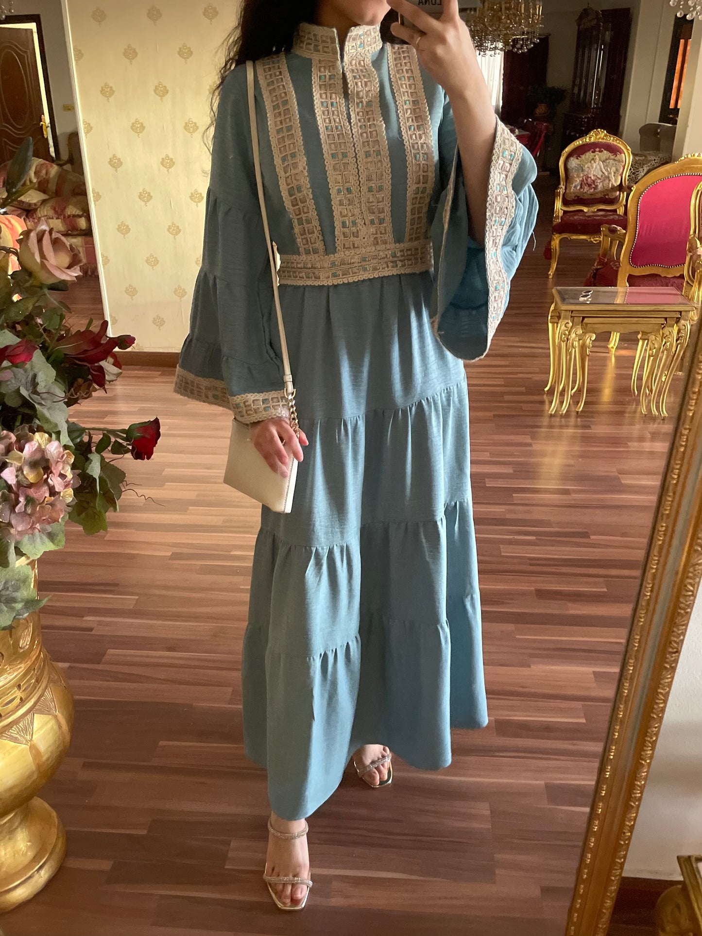 High neck dress kaftan