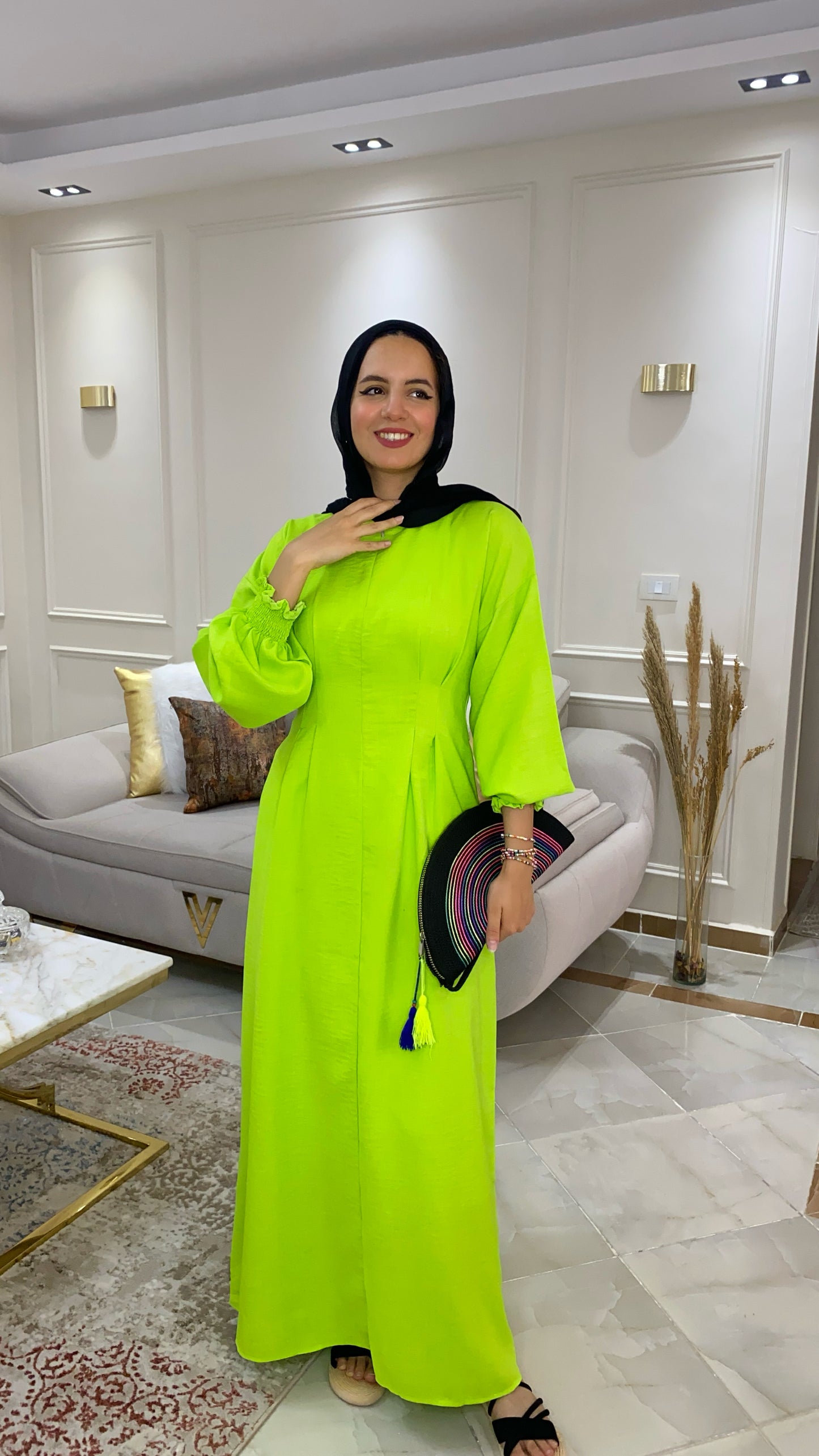 Lime linen dress