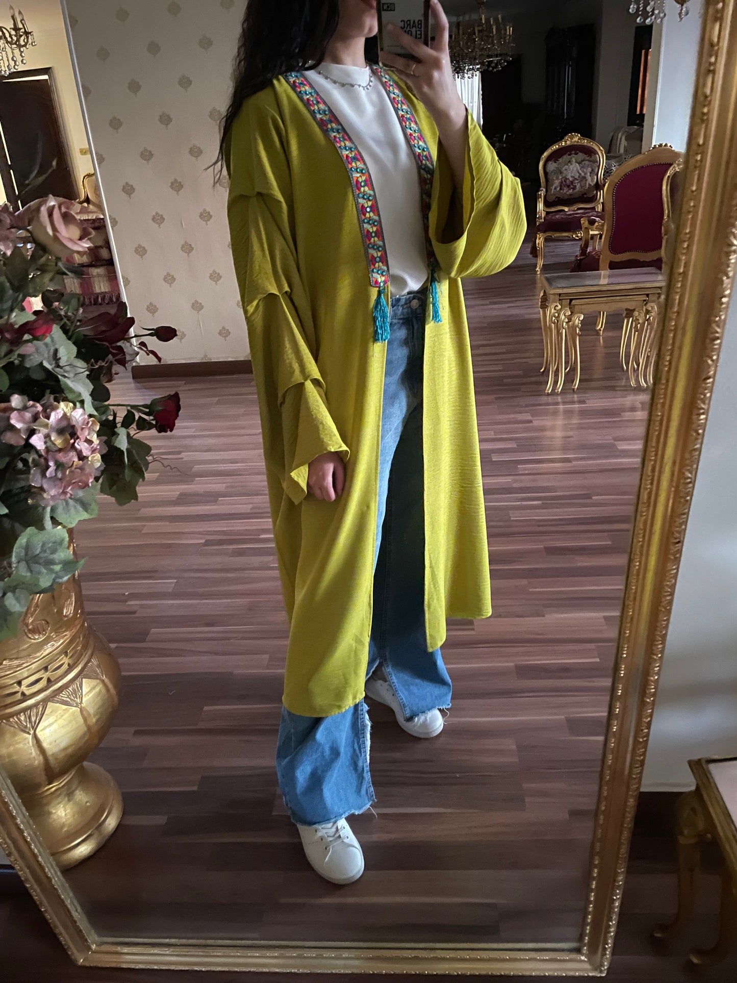 Yellow linen kaftan