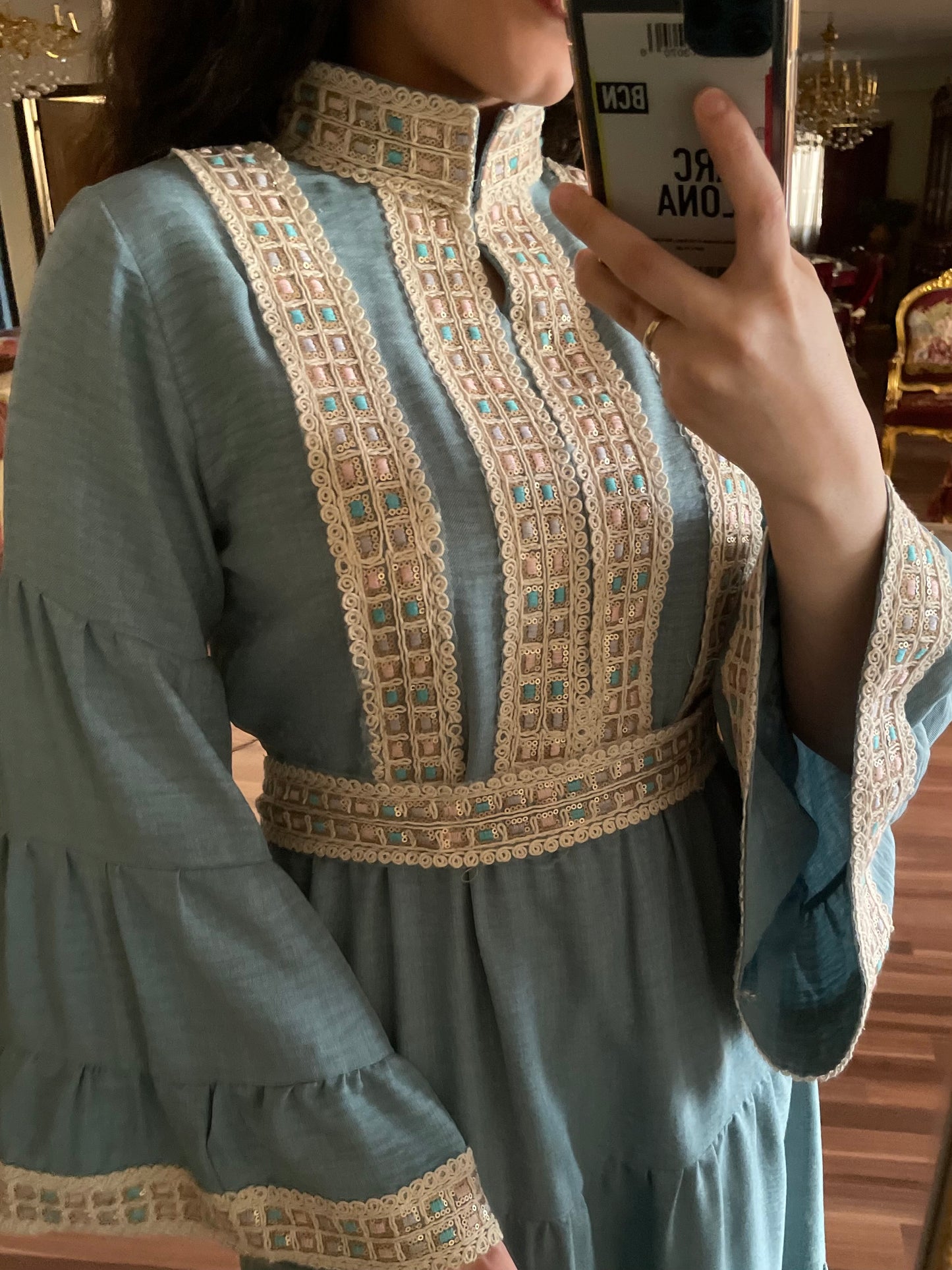 High neck dress kaftan