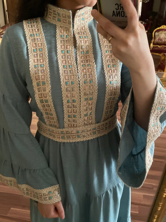 High neck dress kaftan