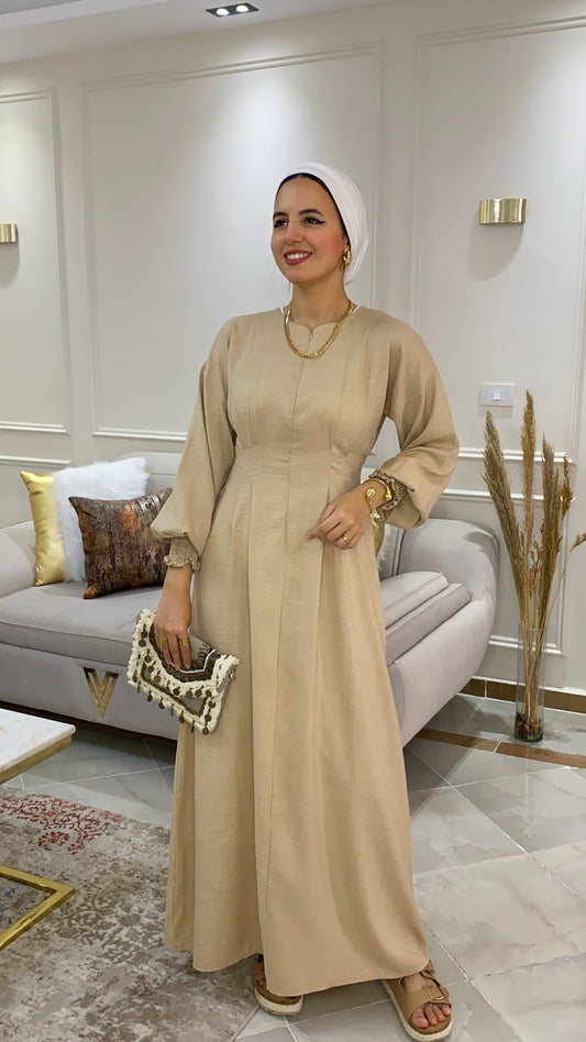 Linen dress in beige