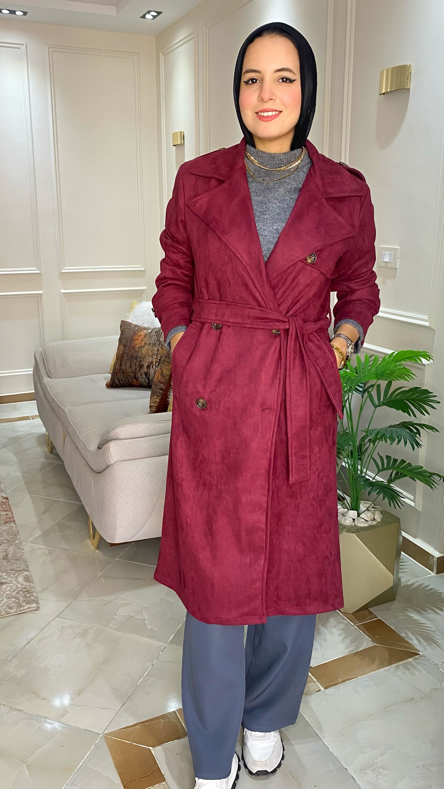 Burgundy Trench Coat