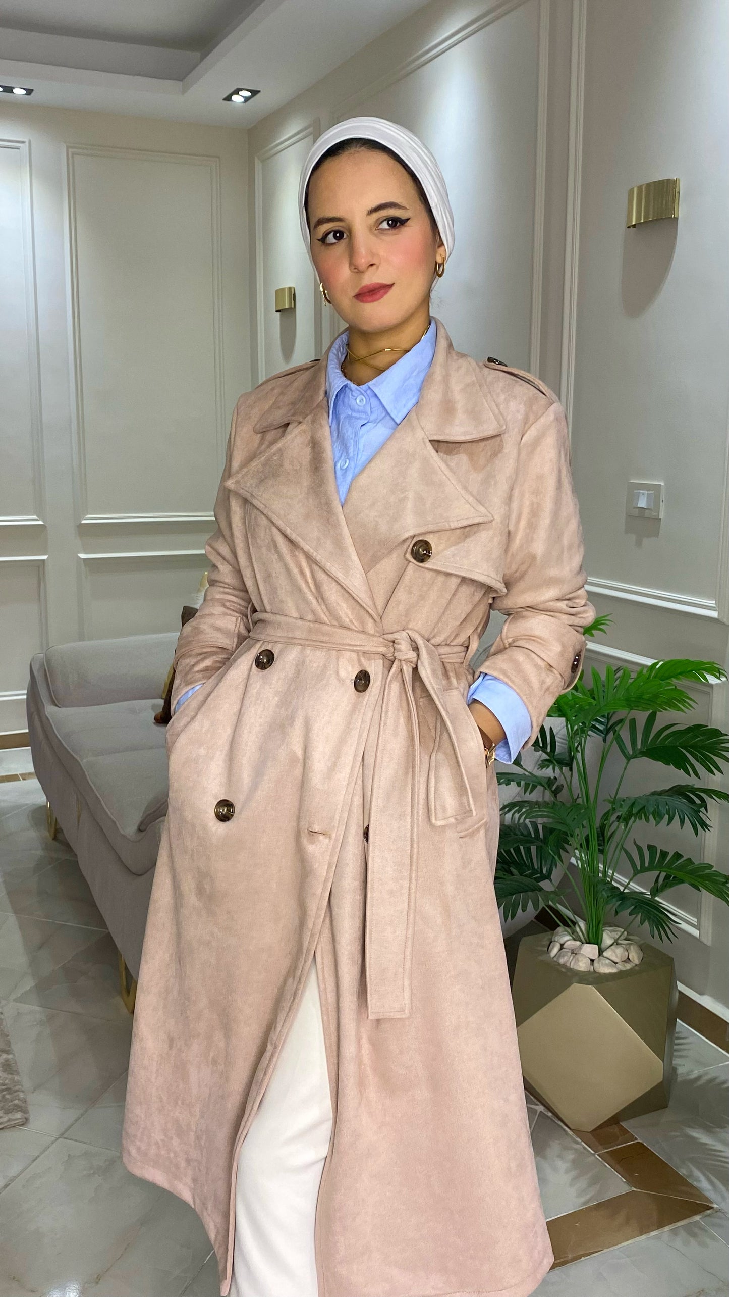 Beige trenchcoat