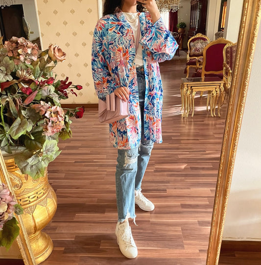 Colorful print kimono